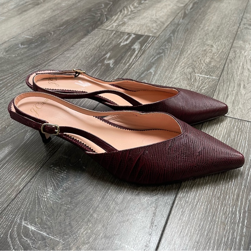 JCrew Sophia Slingback Pumps in Lizard-Embossed Leather women’s size 8.5